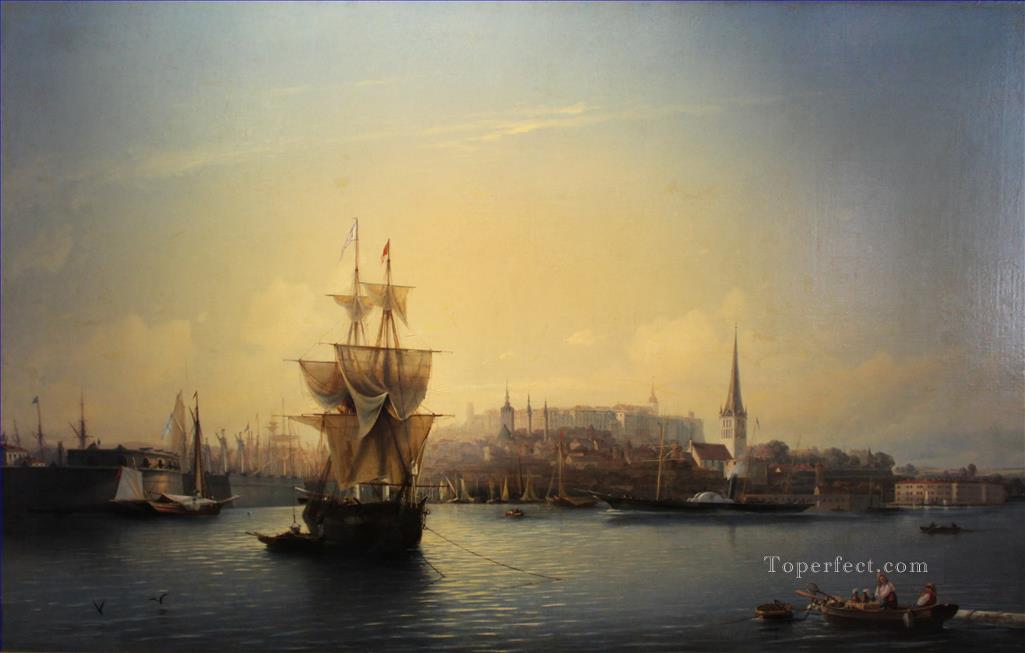 タリン港アレクセイ・ボゴリュボフの船舶油絵